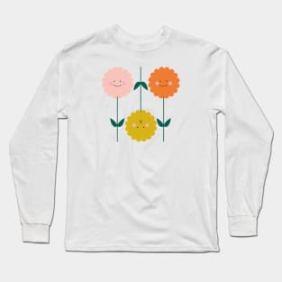 happy flowers enjoy life positive smile smiley faces humor funny cute nature Long Sleeve T-Shirt